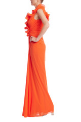 Red | Sleeveless Ruffled Evening Gown Side