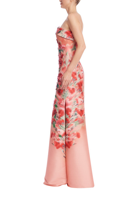 Rose Multi | Blossom Drift Strapless Gown Side