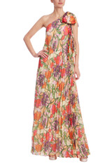 Red Multi | Floral Print One-Shoulder Maxi Dress Front