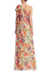 Red Multi | Floral Print One-Shoulder Maxi Dress Back