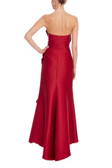 Red | Sculptural One-Shoulder Ruffle Gown Back