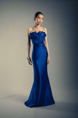 Cobalt | Strapless Mermaid Gown with Architectural Bodice Runway