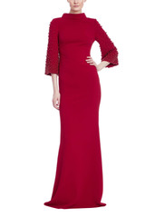 Ruby | Beaded Bell Sleeve Gown Front