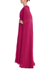 Raspberry | V-Neck Pleated Cape Gown Side