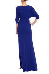 Cobalt | Cobalt Blue Cowl Neck Formal Column Gown Back
