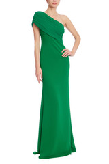 Emerald | Draped One-Shoulder Column Gown Front