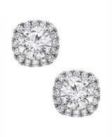 White Gold | Cushion Diamond Stud Earrings Front