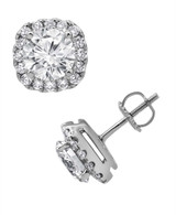 White Gold | Cushion Diamond Stud Earrings Side