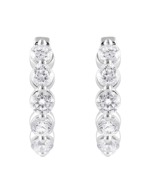 White Gold | Small Diamond Hoops Earrings Front