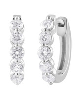 White Gold | Small Diamond Hoops Earrings Side