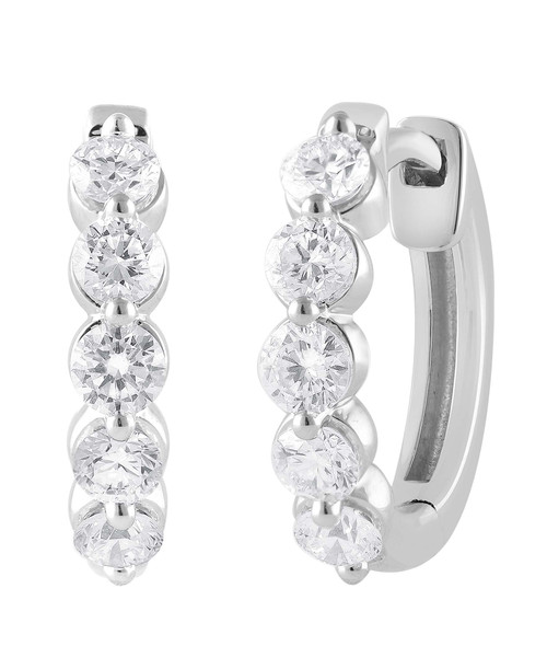 White Gold | Small Diamond Hoops Earrings Side