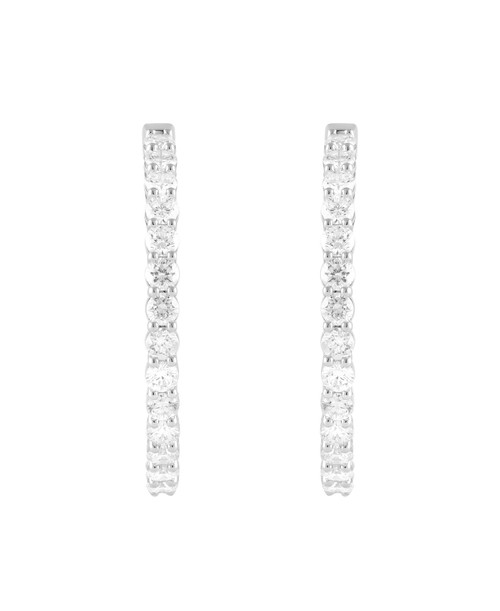 White Gold | In & Out Diamond Hoop Earrings