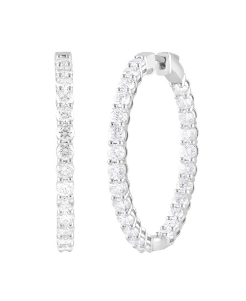 White Gold | In & Out Diamond Hoop Earrings
