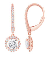 Rose Gold | Diamond Halo Drop Earrings Back