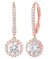 Rose Gold | Diamond Halo Drop Earrings Side