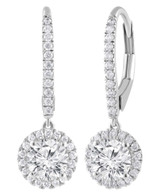 White Gold | Diamond Halo Drop Earrings Side