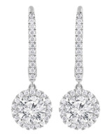 White Gold | Diamond Halo Drop Earrings Front