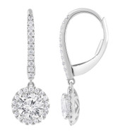 White Gold | Diamond Halo Drop Earrings Back