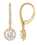 Yellow Gold | Diamond Halo Drop Earrings Back