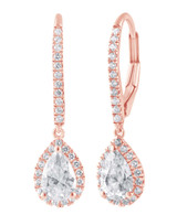 Rose Gold | Diamond Halo Pear Drop Earrings Side