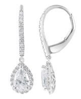 White Gold | Diamond Halo Pear Drop Earrings Back