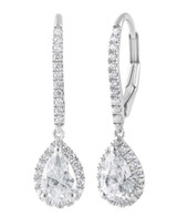 White Gold | Diamond Halo Pear Drop Earrings Side