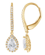 Yellow Gold | Diamond Halo Pear Drop Earrings Back