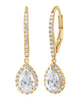 Yellow Gold | Diamond Halo Pear Drop Earrings Side