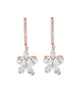 Rose Gold | Diamond Butterfly Drop Hoop Earrings Front