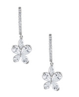 White Gold | Diamond Butterfly Drop Hoop Earrings Front