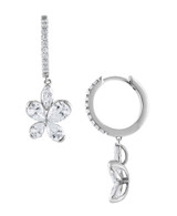White Gold | Diamond Butterfly Drop Hoop Earrings Side