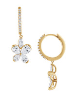 Yellow Gold | Diamond Butterfly Drop Hoop Earrings Side