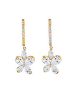 Yellow Gold | Diamond Butterfly Drop Hoop Earrings Front