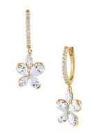Yellow Gold | Diamond Butterfly Drop Hoop Earrings Front Side