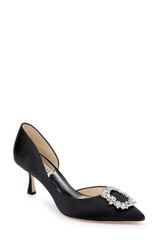 Black | Fabia II Kitten Heels with Crystal Buckle
