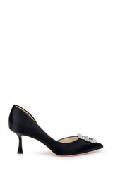 Black | Fabia II Kitten Heels with Crystal Buckle