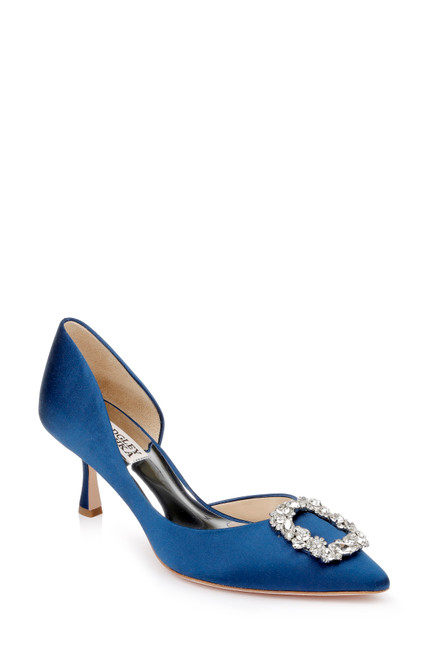 Navy | Fabia II Kitten Heels with Crystal Buckle