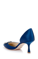 Navy | Fabia II Kitten Heels with Crystal Buckle