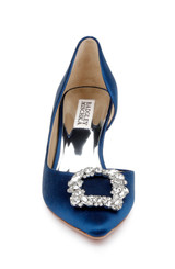 Navy | Fabia II Kitten Heels with Crystal Buckle