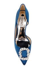 Navy | Fabia II Kitten Heels with Crystal Buckle