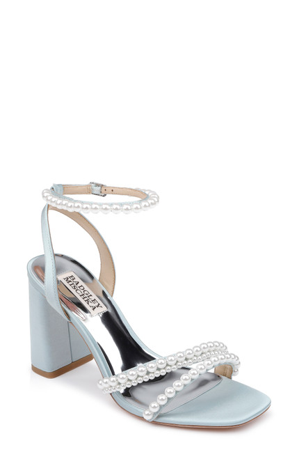 Mist Blue | Feisty Pearl Block Heel Front Side