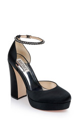 Black | Felixa Platform with Gemstone Ankle Strap