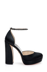 Black | Felixa Platform with Gemstone Ankle Strap