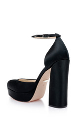 Black | Felixa Platform with Gemstone Ankle Strap