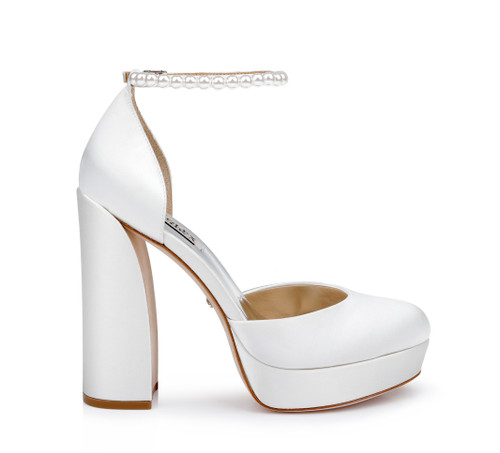 White | Felixa Platform with Gemstone Ankle Strap
