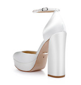 White | Felixa Platform with Gemstone Ankle Strap