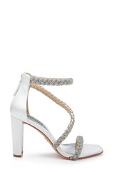 Soft White | Fenix Braided Rhinestone Block Heels