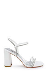 Soft White | Firey Bejeweled Block Heel Sandal