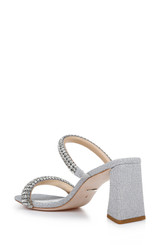 Silver | Frankie Bejeweled Block Heel Slide