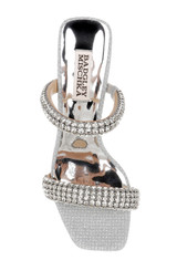 Silver | Frankie Bejeweled Block Heel Slide